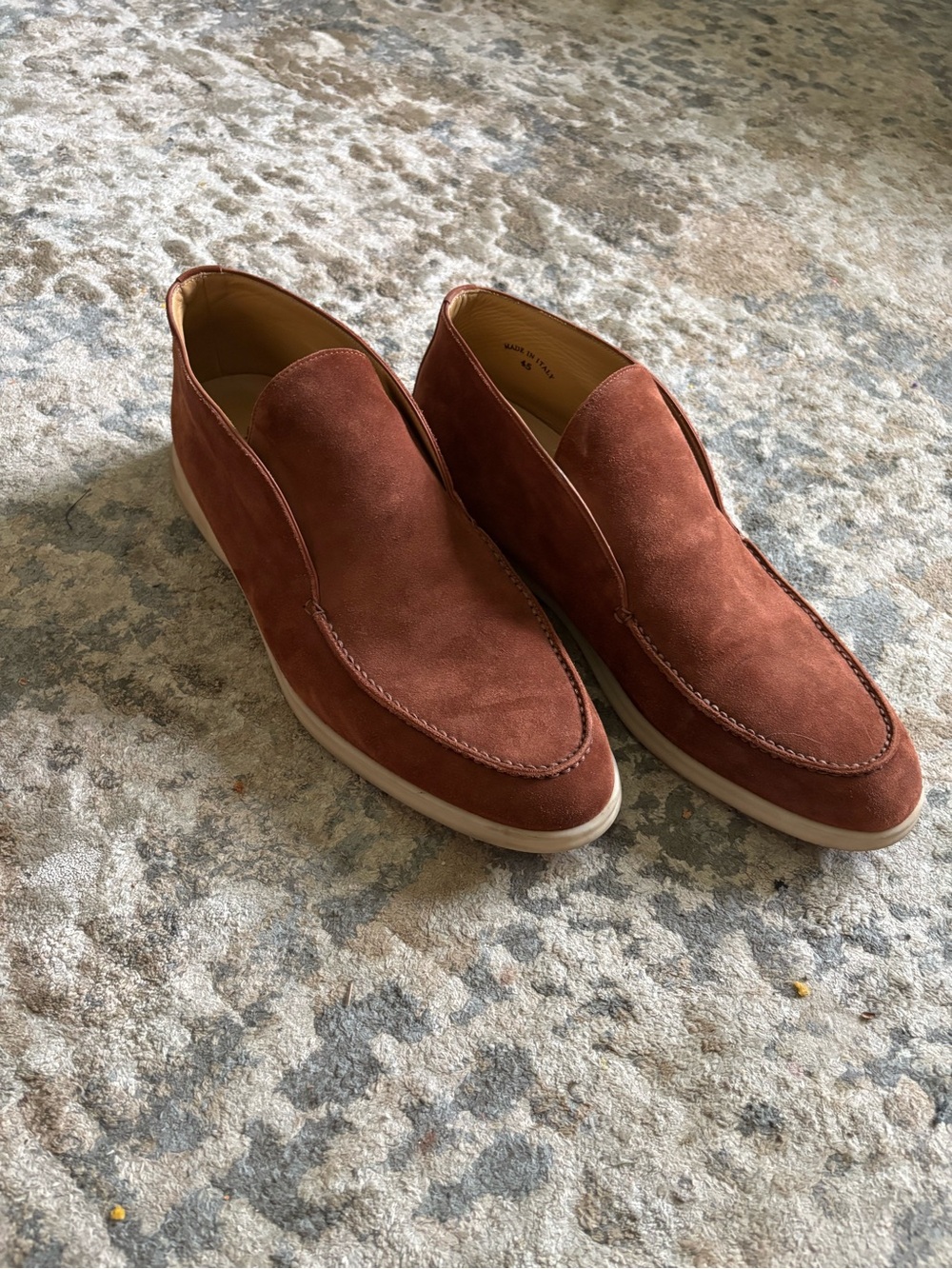 Loro Piana Men's Suede Slip-Ons in Rust
